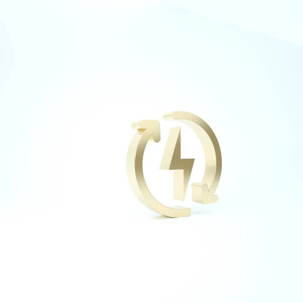 Gold Recharging icon isolated on white background. Electric energy sign. 3d illustration 3D render — Stock Photo, Image