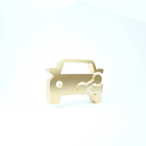 Піктограма спільного використання Gold Car ізольована на білому тлі. Спільний знак. Концепція послуги оренди транспорту. 3D ілюстрація 3D рендеринга — стокове фото