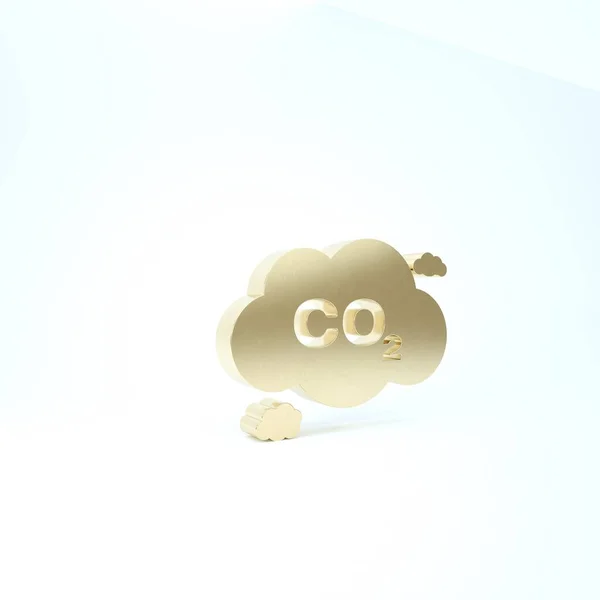 Emise zlata Co2 v cloudové ikoně izolované na bílém pozadí. Symbol vzorce oxidu uhličitého, koncepce znečištění smogem, koncepce životního prostředí. 3D ilustrace 3D vykreslení — Stock fotografie