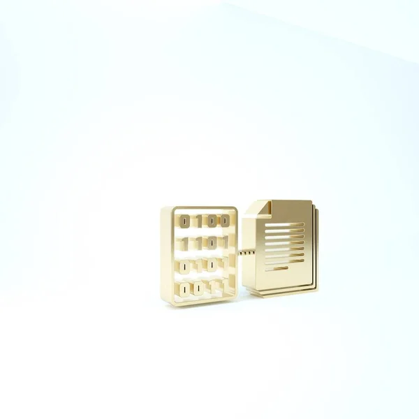 Ícone de contrato Gold Smart isolado no fundo branco. Tecnologia Blockchain, mineração criptomoeda, bitcoin, altcoins, mercado monetário digital. 3D ilustração 3D render — Fotografia de Stock