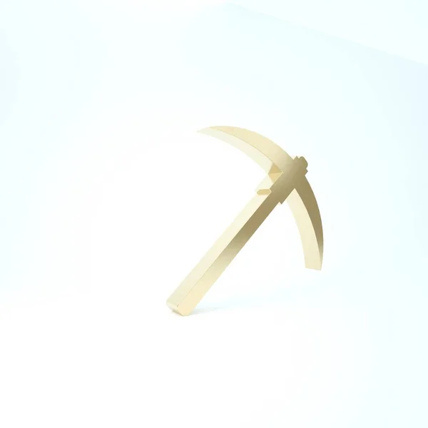 Gold Pickaxe icon isolated on white background. Blockchain technology, cryptocurrency mining, bitcoin, digital money market, cryptocoin wallet. 3d illustration 3D render — Stock Photo, Image