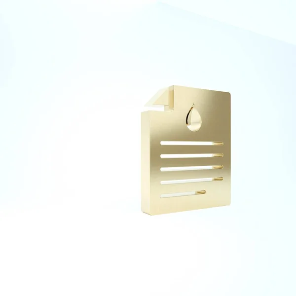 Gold Medical clipboard with blood test results icon isolated on white background. Clinical record, prescription, medical check marks report. 3d illustration 3D render — Stock Photo, Image