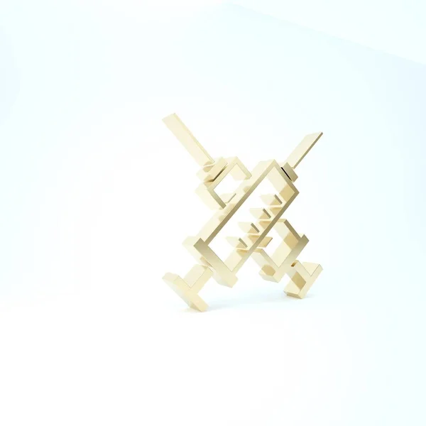 Gold Crossed syringe icon isolated on white background. Syringe for vaccine, vaccination, injection, flu shot. Medical equipment. 3d illustration 3D render — Stock Photo, Image