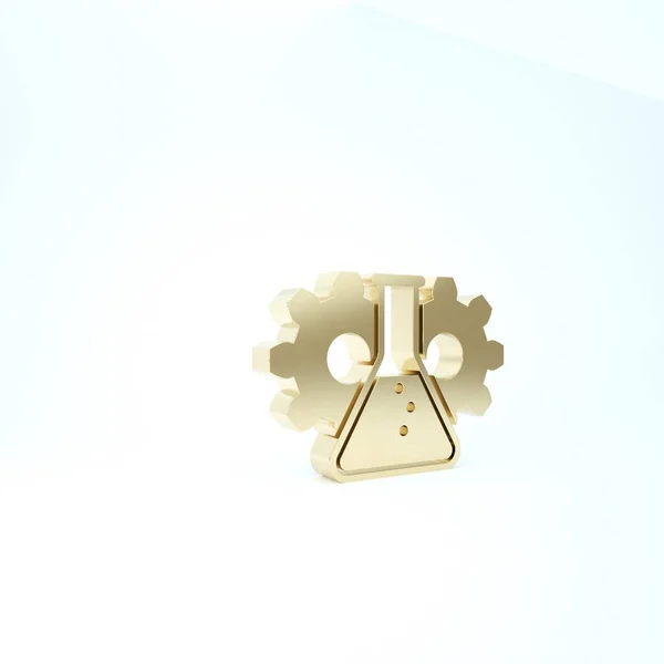 Gold Bioengineering icon isolated on white background. Element of genetics and bioengineering icon. Biology, molecule, chemical icon. 3d illustration 3D render — Stock Photo, Image