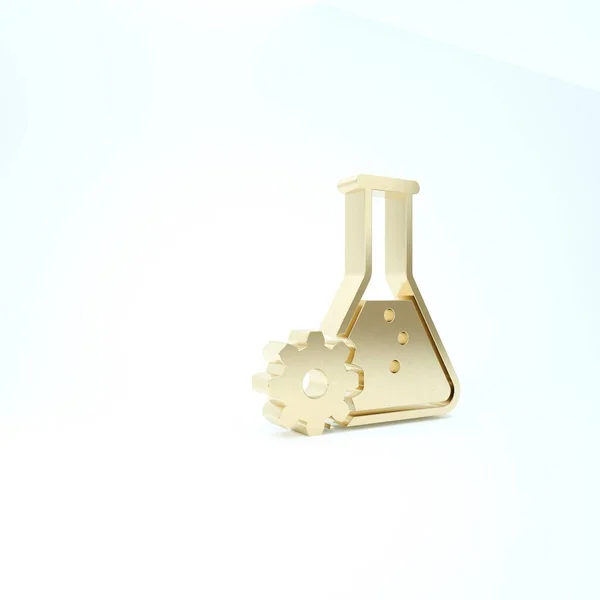 Złota ikona Bioinżynierii odizolowana na białym tle. Element genetyki i ikony bioinżynierii. Biologia, molekuła, ikona chemiczna. Ilustracja 3d — Zdjęcie stockowe