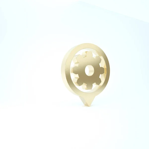 Guld inställning ikon isolerad på vit bakgrund. Verktyg, service, kugge, växel, kugghjulsskylt. 3D-illustration 3D-återgivning — Stockfoto