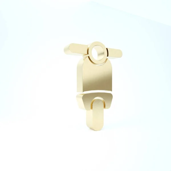 Złota ikona skutera odizolowana na białym tle. Ilustracja 3D 3D renderowania — Zdjęcie stockowe