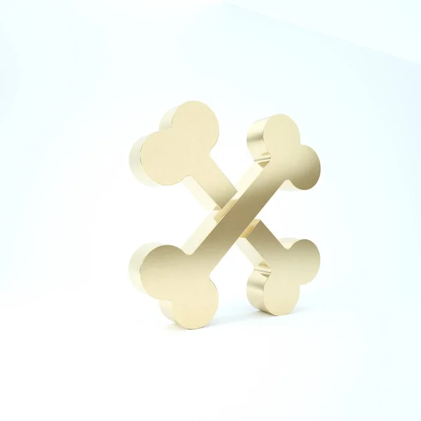 Złoty Krzyż ikona kości izolowane na białym tle. Symbol karmy dla zwierząt. Ilustracja 3d — Zdjęcie stockowe