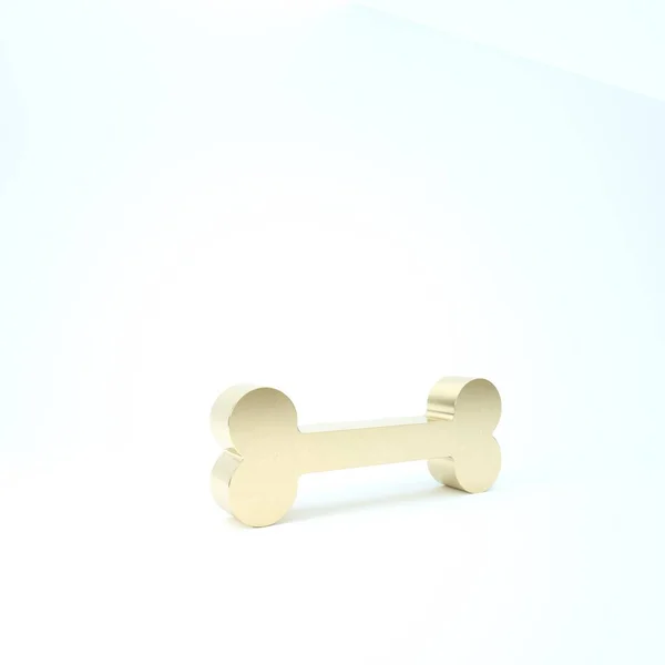 Gold Dog bone icon isolated on white background. Pets food symbol. 3d illustration 3D render — Stock Photo, Image