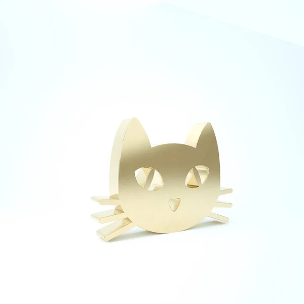 Gold Cat Symbol isoliert auf weißem Hintergrund. 3D Illustration 3D Renderer — Stockfoto