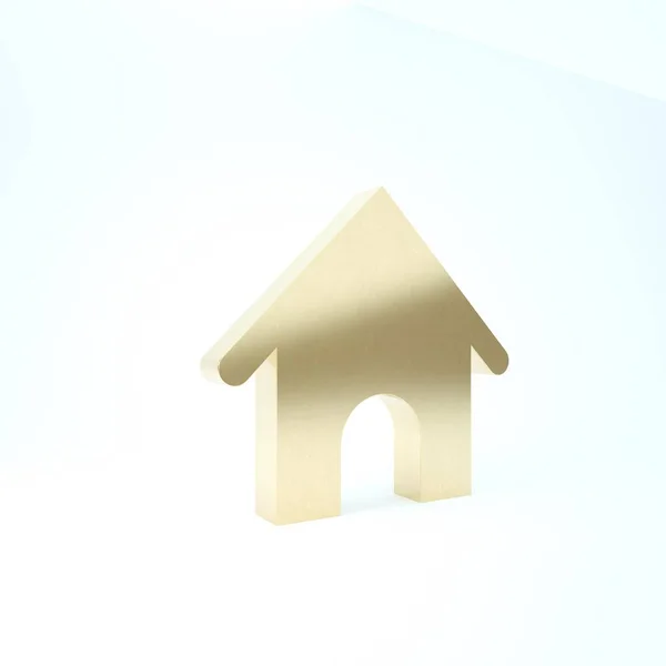 Gold Dog House Symbol isoliert auf weißem Hintergrund. Hundezwinger. 3D Illustration 3D Renderer — Stockfoto