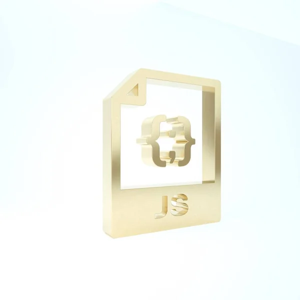 Gold JS file document. Download js button icon isolated on white background. JS file symbol. 3d illustration 3D render — Stock Photo, Image