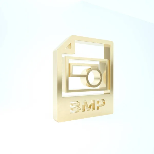 Gold Bmp dosya dökümanı. Beyaz arkaplanda bmp düğmesi simgesi indir. Bmp dosya sembolü. 3d illüstrasyon 3d canlandırma — Stok fotoğraf