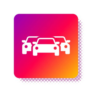 Beyaz Araba simgesi beyaz arkaplanda izole edildi. Kare renk düğmesi. Vektör İllüstrasyonu