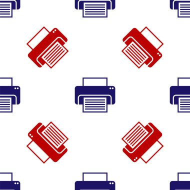 Mavi ve kırmızı yazıcı simgesi beyaz arkaplandaki kusursuz deseni izole etti. Vektör İllüstrasyonu