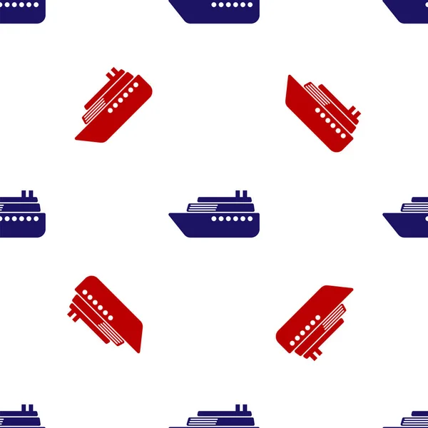 Kék és piros Hajó ikon elszigetelt zökkenőmentes minta fehér háttér. Vektorillusztráció — Stock Vector