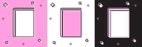 Conjunto Libro icono aislado en rosa y blanco, fondo negro. Ilustración vectorial — Vector de stock