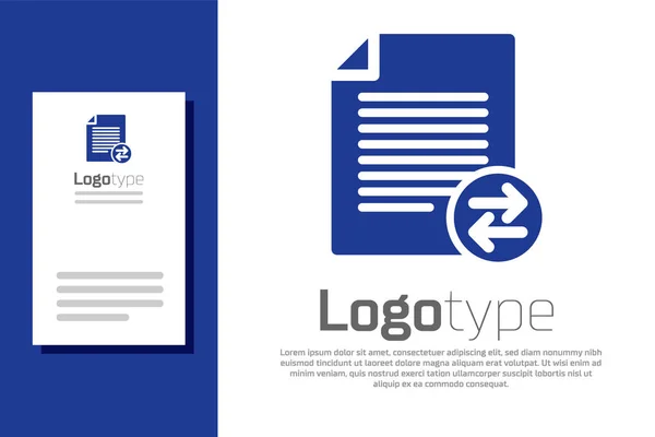 Blue Transfer bestanden pictogram geïsoleerd op witte achtergrond. Kopieer bestanden, gegevensuitwisseling, back-up, PCmigratie, concepten voor het delen van bestanden. Logo ontwerp template element. Vector Illustratie — Stockvector