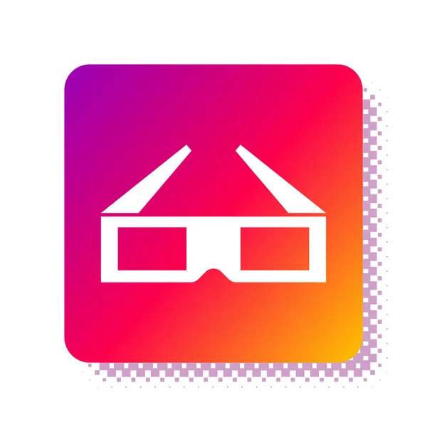 Weiße 3D-Kinobrille auf weißem Hintergrund isoliert. quadratische Farbtaste. Vektorillustration — Stockvektor