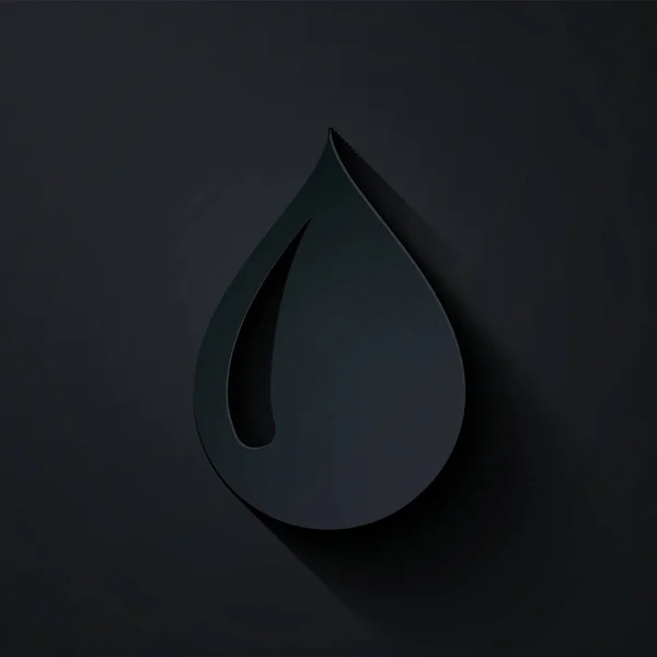 Corte de papel Icono de gota de agua aislado sobre fondo negro. Estilo de arte de papel. Ilustración vectorial — Vector de stock