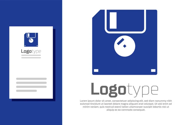 Disco blando azul para el icono de almacenamiento de datos de la computadora aislado sobre fondo blanco. Signo de disquete. Elemento de plantilla de diseño de logotipo. Ilustración vectorial — Archivo Imágenes Vectoriales