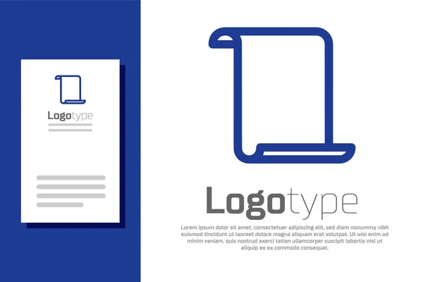 Иконка прокрутки голубой бумаги выделена на белом фоне. Знак прокрутки холста. Элемент шаблона логотипа. Векторная миграция — стоковый вектор