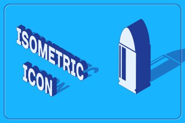 Mavi arkaplanda Isometric Bullet simgesi izole edildi. Vektör İllüstrasyonu