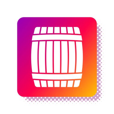 Beyaz ahşap varil ikonu beyaz arka planda izole edilmiş. Kare renk düğmesi. Vektör İllüstrasyonu