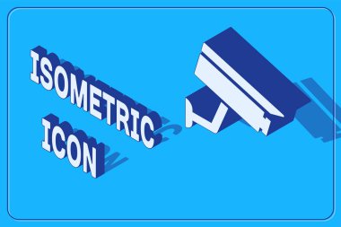 Mavi arka planda izole edilmiş Isome güvenlik kamerası simgesi. Vektör İllüstrasyonu