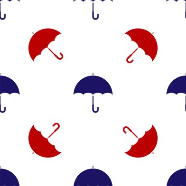 Mavi ve kırmızı Şemsiye simgesi beyaz arkaplandaki kusursuz deseni izole etti. Vektör İllüstrasyonu