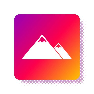 Beyaz Dağlar simgesi beyaz arkaplanda izole edildi. Zaferin ya da başarının sembolü. Kare renk düğmesi. Vektör İllüstrasyonu