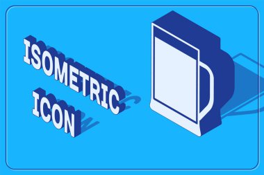 Mavi arka planda izole edilmiş Isome marka bira ikonu. Vektör İllüstrasyonu