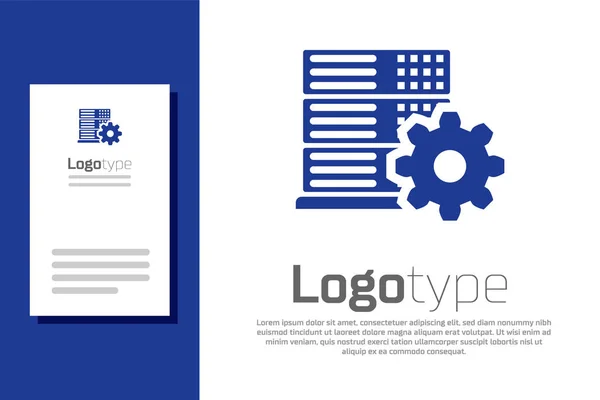 Icono de configuración del servidor azul aislado sobre fondo blanco. Elemento de plantilla de diseño de logotipo. Ilustración vectorial — Archivo Imágenes Vectoriales