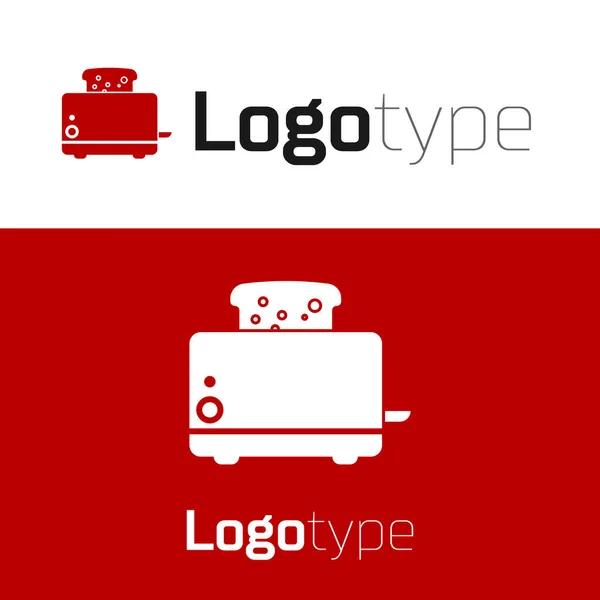 Czerwony toster z ikoną toastów na białym tle. Element szablonu logo. Ilustracja wektora — Wektor stockowy