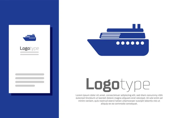 Icono de Barco Azul aislado sobre fondo blanco. Elemento de plantilla de diseño de logotipo. Ilustración vectorial — Vector de stock