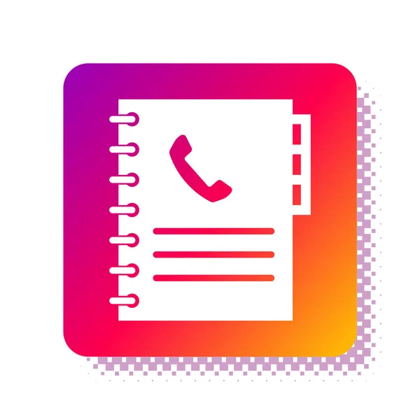 Weißes Telefonbuch-Symbol auf weißem Hintergrund. Adressbuch. Telefonbuch. quadratische Farbtaste. Vektorillustration — Stockvektor