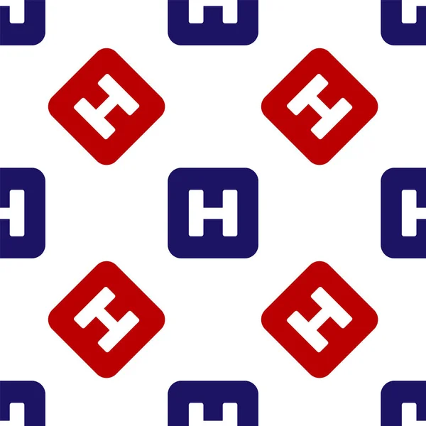 Kék és piros kórházi jel ikon elszigetelt zökkenőmentes minta fehér háttér. Vektorillusztráció — Stock Vector