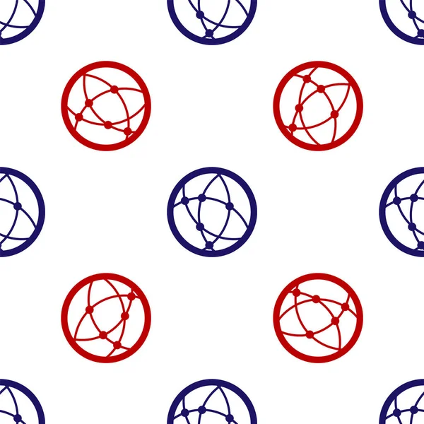 Mavi ve kırmızı Global teknolojisi veya sosyal ağ simgesi beyaz arka planda izole edilmiş kusursuz desen. Vektör İllüstrasyonu — Stok Vektör