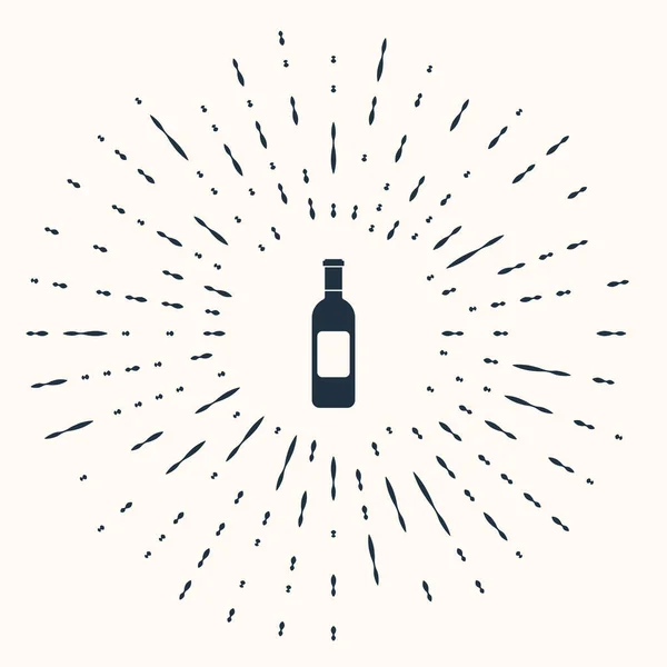 Szara butelka ikony wina wyizolowana na beżowym tle. Abstrakcyjne kółko przypadkowych kropek. Ilustracja wektora — Wektor stockowy