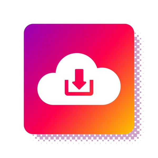 White Cloud download ikona izolované na bílém pozadí. Tlačítko čtvercové barvy. Vektorová ilustrace — Stockový vektor