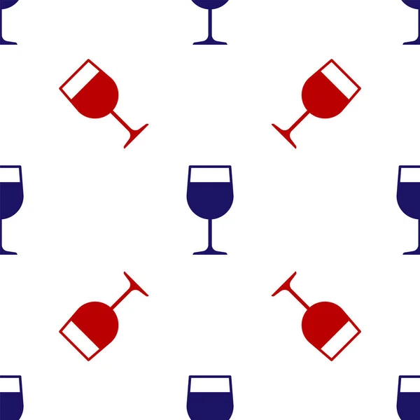 Icône en verre de vin bleu et rouge isolé motif sans couture sur fond blanc. icône de verre à vin. Symbole de gobelet. Panneau verrerie. Illustration vectorielle — Image vectorielle
