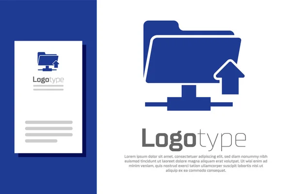 블루 FTP 폴더는 흰색 배경에서 분리 된 아이콘을 업로드한다. 소프트웨어 업데이트, 전송 프로토콜, 라우터, 팀워크 툴 관리, 복사 과정. 로고 디자인 템플릿 요소. 벡터 일러스트 — 스톡 벡터