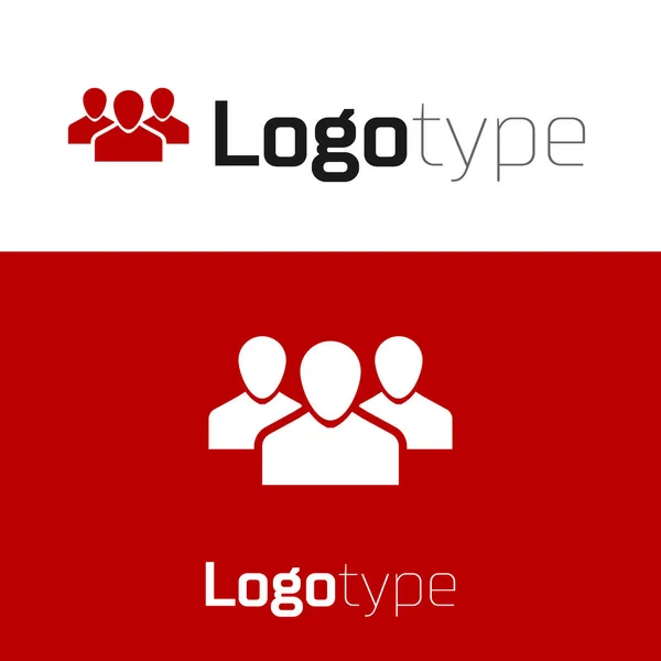 赤色のユーザーグループアイコンは白い背景に隔離されています。人々のアイコンのグループ。ビジネスアバターシンボル-ユーザープロフィールアイコン。ロゴデザインテンプレート要素。ベクターイラスト — ストックベクタ