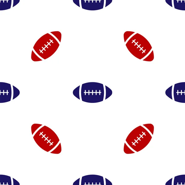 Μπλε και κόκκινο αμερικανικό ποδόσφαιρο μπάλα εικονίδιο απομονωμένη αδιάλειπτη μοτίβο σε λευκό φόντο. Εικονογράφηση διανύσματος — Διανυσματικό Αρχείο