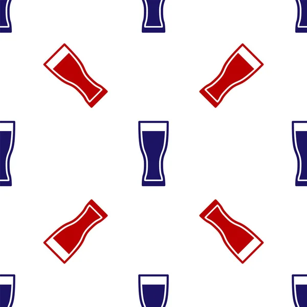 Bleu et rouge Icône en verre de bière isolé motif sans couture sur fond blanc. Illustration vectorielle — Image vectorielle