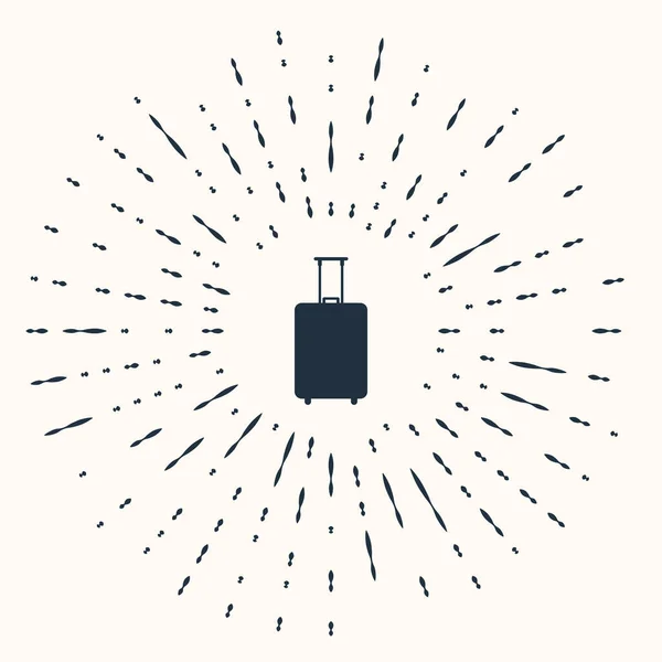 Graues Reisekoffer-Symbol isoliert auf beigem Hintergrund. Reisegepäckzeichen. Reisegepäcksymbol. abstrakte Kreis zufällige Punkte. Vektorillustration — Stockvektor
