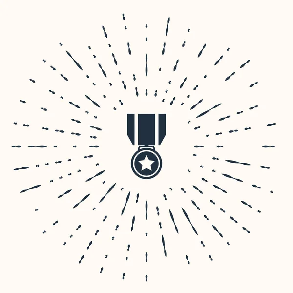 Сіра медаль з іконою зірки, ізольованою на бежевому фоні. Знак досягнення переможця. Нагорода. Абстрактне коло випадкових точок. Векторний приклад — стоковий вектор