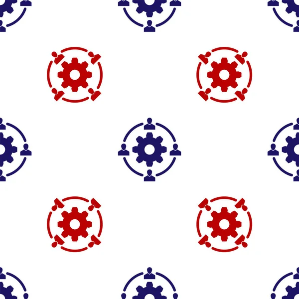 Blauw en rood Outsourcing concept icoon geïsoleerd naadloos patroon op witte achtergrond. Teken mee. Idee van teamwork en investeringen. Vector Illustratie — Stockvector
