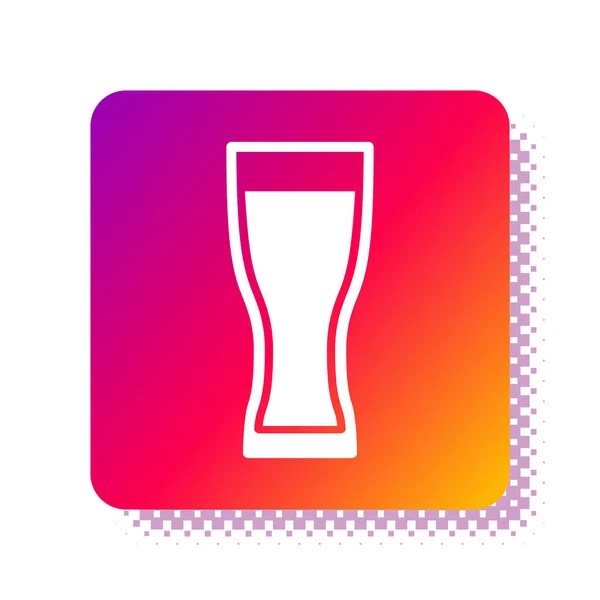 Fehér pohár sör ikon elszigetelt fehér háttérrel. Négyzet színű gomb. Vektorillusztráció — Stock Vector