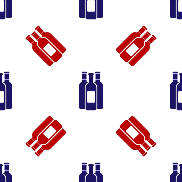 Bleu et rouge Bouteilles de vin icône isolé motif sans couture sur fond blanc. Illustration vectorielle — Image vectorielle